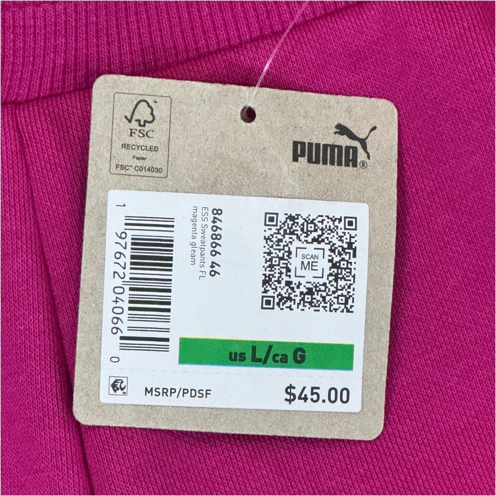 Puma Womens L ESS Sweatpants Magenta Gleam‎ Pink Fleece Joggers 846866 46 New L - Picture 7 of 7